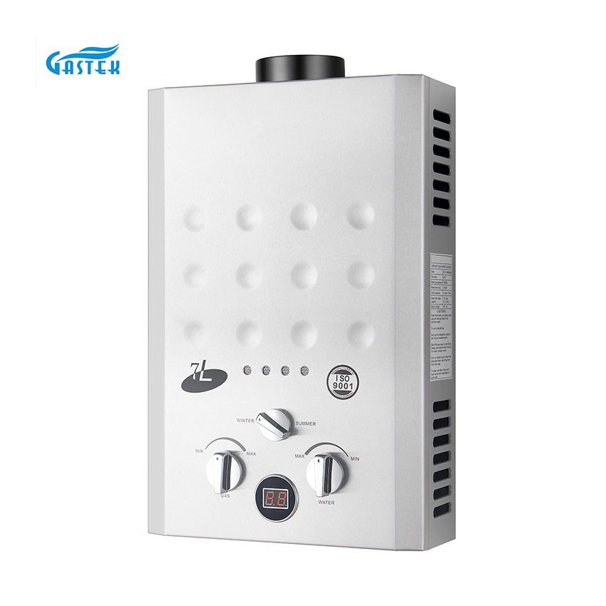 Calentador de agua instantáneo natural de gas LPG tipo chimenea instalado en el baño
