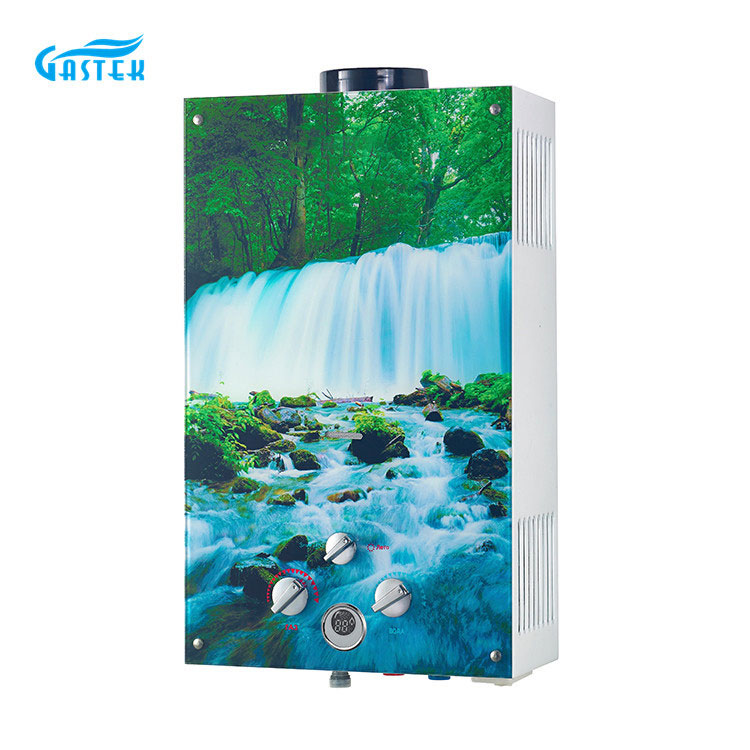 Electrodomésticos tipo chimenea Panel de vidrio Calentador de agua a gas instantáneo en la cocina